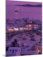 Mykonos Town at Night, Mykonos, Greece-Walter Bibikow-Mounted Photographic Print