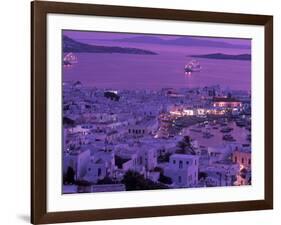 Mykonos Town at Night, Mykonos, Greece-Walter Bibikow-Framed Photographic Print