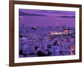 Mykonos Town at Night, Mykonos, Greece-Walter Bibikow-Framed Photographic Print