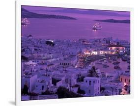 Mykonos Town at Night, Mykonos, Greece-Walter Bibikow-Framed Photographic Print