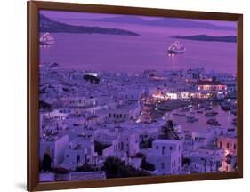 Mykonos Town at Night, Mykonos, Greece-Walter Bibikow-Framed Photographic Print