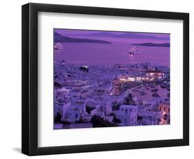 Mykonos Town at Night, Mykonos, Greece-Walter Bibikow-Framed Photographic Print