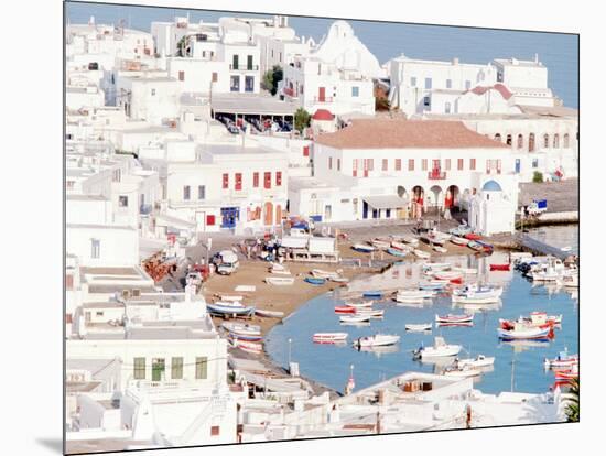 Mykonos Town at Sunset, Mykonos, Greece-Walter Bibikow-Mounted Photographic Print