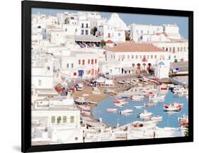 Mykonos Town at Sunset, Mykonos, Greece-Walter Bibikow-Framed Photographic Print