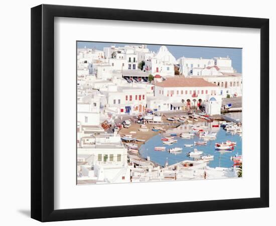 Mykonos Town at Sunset, Mykonos, Greece-Walter Bibikow-Framed Photographic Print