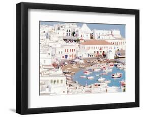 Mykonos Town at Sunset, Mykonos, Greece-Walter Bibikow-Framed Photographic Print