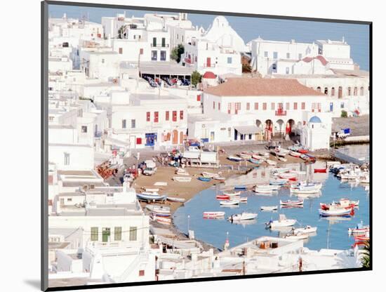 Mykonos Town at Sunset, Mykonos, Greece-Walter Bibikow-Mounted Photographic Print