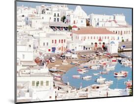 Mykonos Town at Sunset, Mykonos, Greece-Walter Bibikow-Mounted Photographic Print