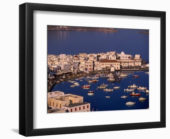 Mykonos Town at Sunset, Mykonos, Greece-Walter Bibikow-Framed Photographic Print