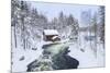 Myllykoski Rapids and Old Mill in Juuma, Oulankajoki National Park, Kuusamo, Finland-Peter Adams-Mounted Photographic Print