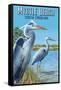 Myrtle Beach, South Carolina - Blue Herons-Lantern Press-Framed Stretched Canvas