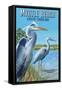 Myrtle Beach, South Carolina - Blue Herons-Lantern Press-Framed Stretched Canvas