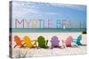 Myrtle Beach, South Carolina - Colorful Beach Chairs-Lantern Press-Stretched Canvas