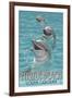 Myrtle Beach, South Carolina - Dolphins-Lantern Press-Framed Art Print