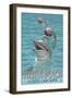 Myrtle Beach, South Carolina - Dolphins-Lantern Press-Framed Art Print