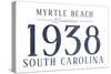 Myrtle Beach, South Carolina - Established Date (Blue)-Lantern Press-Stretched Canvas