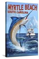 Myrtle Beach, South Carolina - Marlin Fishing Scene-Lantern Press-Stretched Canvas