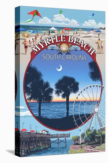 Myrtle Beach, South Carolina - Montage-Lantern Press-Stretched Canvas