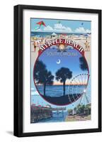 Myrtle Beach, South Carolina - Montage-Lantern Press-Framed Art Print