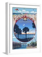 Myrtle Beach, South Carolina - Montage-Lantern Press-Framed Art Print