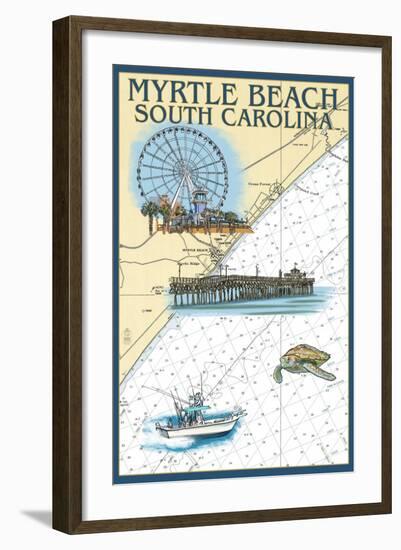 Myrtle Beach, South Carolina - Nautical Chart-Lantern Press-Framed Art Print