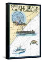 Myrtle Beach, South Carolina - Nautical Chart-Lantern Press-Framed Stretched Canvas