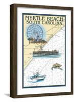 Myrtle Beach, South Carolina - Nautical Chart-Lantern Press-Framed Art Print