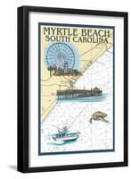 Myrtle Beach, South Carolina - Nautical Chart-Lantern Press-Framed Art Print