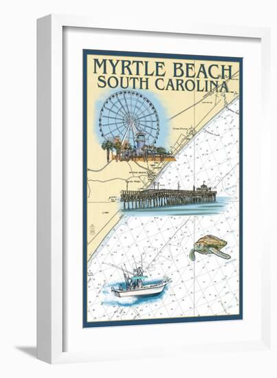 Myrtle Beach, South Carolina - Nautical Chart-Lantern Press-Framed Art Print