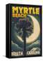 Myrtle Beach, South Carolina - Palmetto Moon and Palm-Lantern Press-Framed Stretched Canvas
