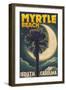 Myrtle Beach, South Carolina - Palmetto Moon and Palm-Lantern Press-Framed Art Print