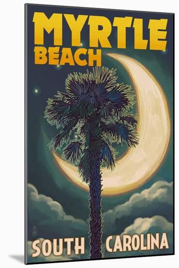 Myrtle Beach, South Carolina - Palmetto Moon and Palm-Lantern Press-Mounted Art Print