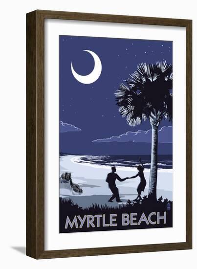 Myrtle Beach, South Carolina - Palmetto Moon Beach Dancers-Lantern Press-Framed Art Print