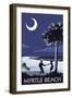 Myrtle Beach, South Carolina - Palmetto Moon Beach Dancers-Lantern Press-Framed Art Print