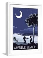 Myrtle Beach, South Carolina - Palmetto Moon Beach Dancers-Lantern Press-Framed Art Print