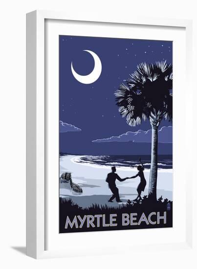 Myrtle Beach, South Carolina - Palmetto Moon Beach Dancers-Lantern Press-Framed Art Print