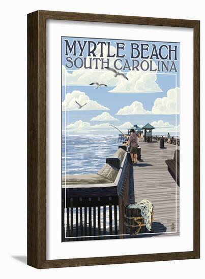 Myrtle Beach, South Carolina - Pier Scene-Lantern Press-Framed Art Print