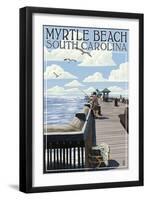 Myrtle Beach, South Carolina - Pier Scene-Lantern Press-Framed Art Print