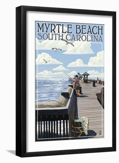 Myrtle Beach, South Carolina - Pier Scene-Lantern Press-Framed Art Print