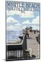 Myrtle Beach, South Carolina - Pier Scene-Lantern Press-Mounted Art Print