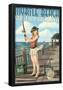 Myrtle Beach, South Carolina - Pinup Girl Fishing-null-Framed Poster