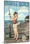 Myrtle Beach, South Carolina - Pinup Girl Fishing-null-Mounted Poster