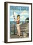 Myrtle Beach, South Carolina - Pinup Girl Fishing-Lantern Press-Framed Art Print