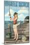 Myrtle Beach, South Carolina - Pinup Girl Fishing-Lantern Press-Mounted Art Print