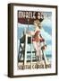 Myrtle Beach, South Carolina - Pinup Girl Lifeguard-Lantern Press-Framed Art Print