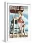 Myrtle Beach, South Carolina - Pinup Girl Lifeguard-Lantern Press-Framed Art Print