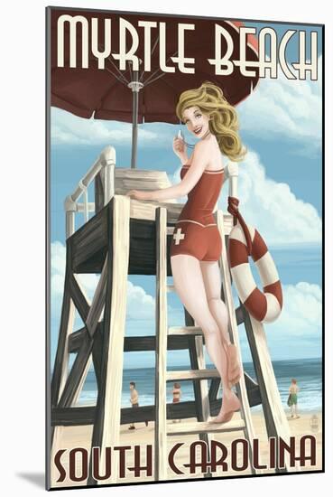 Myrtle Beach, South Carolina - Pinup Girl Lifeguard-Lantern Press-Mounted Art Print