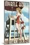 Myrtle Beach, South Carolina - Pinup Girl Lifeguard-Lantern Press-Mounted Art Print