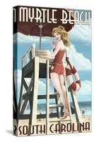 Myrtle Beach, South Carolina - Pinup Girl Lifeguard-Lantern Press-Stretched Canvas