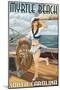 Myrtle Beach, South Carolina - Pinup Girl Sailor-Lantern Press-Mounted Art Print